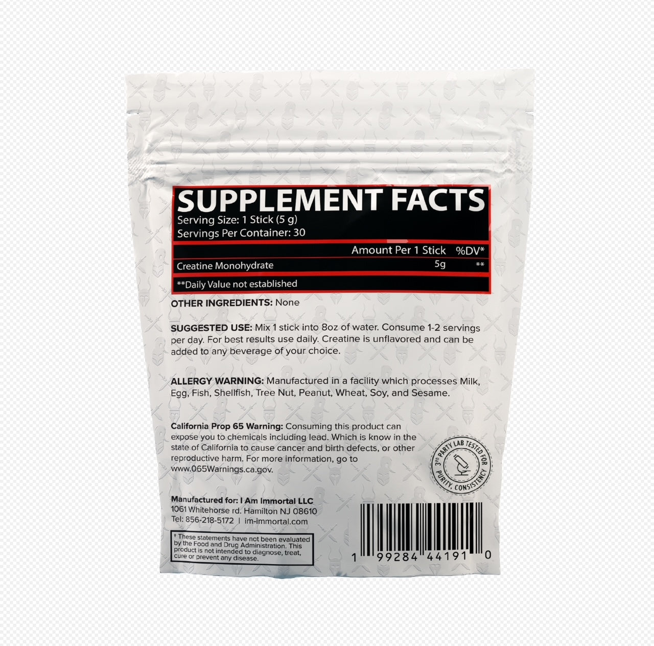 Immortal Creatine Monohydrate Sticks